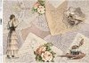 Papel de decoupage vintage, letras, tintero, rosas, dama con ventilador*Винтажная бумага для декупажа, письма, чернильница, розы, дама с вентилятором*Vintage Decoupage Papier, Briefe, Tintenfass, Rosen, Dame mit Fächer